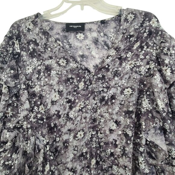 The Kooples Paris Women's Long Sleeve Button Down Floral Ruffle Blouse Size M - Picture 5 of 15